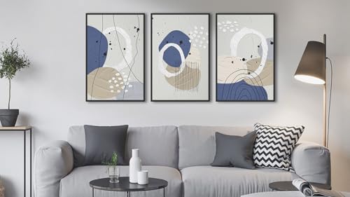 Large Framed Wall Art, Neutral Botanical Abstract Line Art, 16"x24"x3 - color: gray, size: 16"x24"x3 Framed