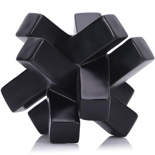 Black Knot Decor Knick Knacks for Shelves, Black Geometric Sculpture Statue Modern Decorative Objects Shelf, Black Home Décor Accents, Minimalist Bookcase Tv Stand Coffee Table Entrance Decor Objects - color: Blakc