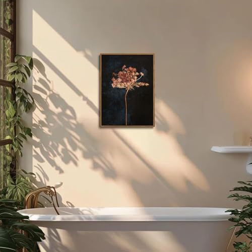Moody Botanical Flower Framed Canvas Wall Art 12x16 inch - color: Radish flower, size: 12"x16" Natural