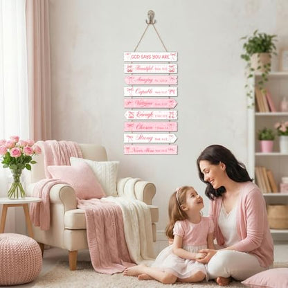 Pink Christian Decor for Girls, Bows Girl Room Wall Art Decor - style: Christian Bows