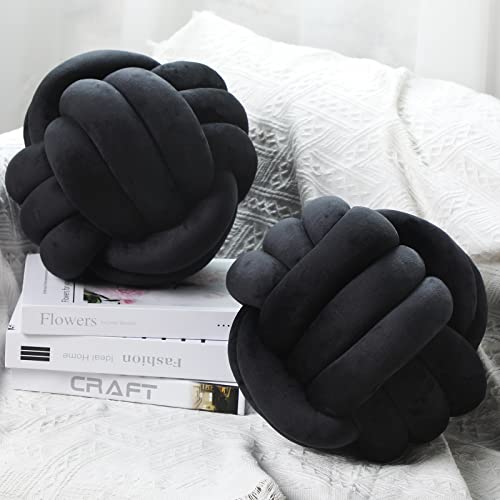 Namalu 7.87 Inches 2 Pcs Knot Pillow Decorative Throw Pillow, Black - color: Black, size: 7.87 Inches