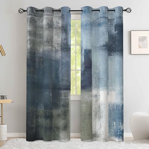 Dusty Blue Abstract Curtains for Living Room Bedroom, 42W x 72L, 2 Panels - color: Blue Grey, size: 42"W x 72"L (Pack of 2)