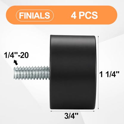 LEIFIDE 4 Pack Curtain Rod Finials Curtain Rod End Cap Finials for Curtains Rods of 7/8 and 1 Inch Diameter (Black) - color: Black