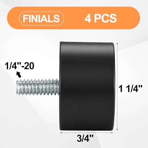 LEIFIDE 4 Pack Curtain Rod Finials Curtain Rod End Cap Finials for Curtains Rods of 7/8 and 1 Inch Diameter (Black) - color: Black