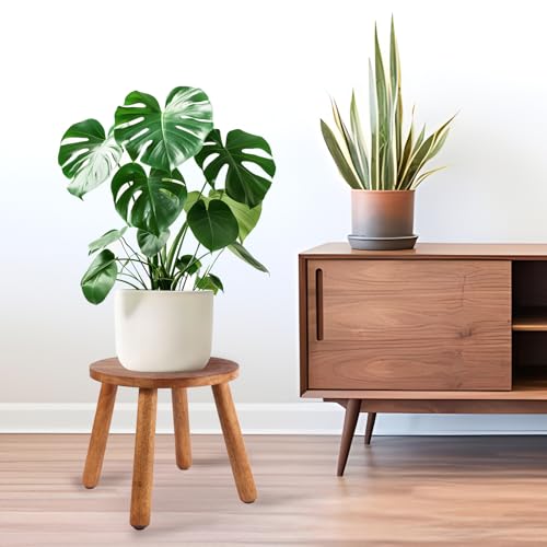 Round Solid Wooden Stool,Plant Stand,Step Stool,Walnut,10" H - color: Walnut, size: 10inch