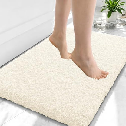OLANLY Microfiber Small Bathroom Rugs 24x16, Soft Absorbent Bath Mat, White - color: White, size: 24" X 16"