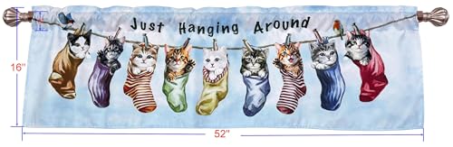 Just Hanging Around Kitties Cats Window Valance 52 X 16 Inches - color: Kitty