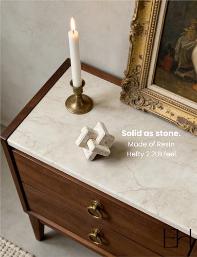 Knot Decor 3 Link 4.7 Inch, Resin Travertine Stone Decor