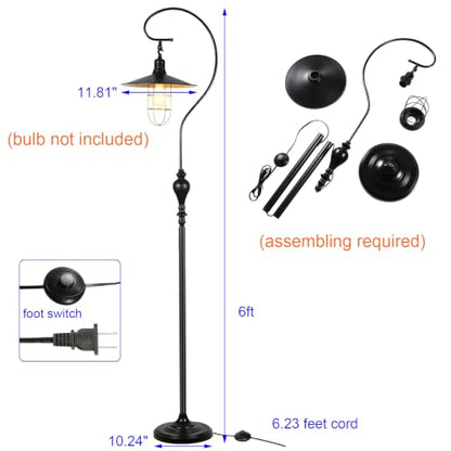 Farmhouse Floor Lamp for Living Room, Floor Lamp with Foot Switch