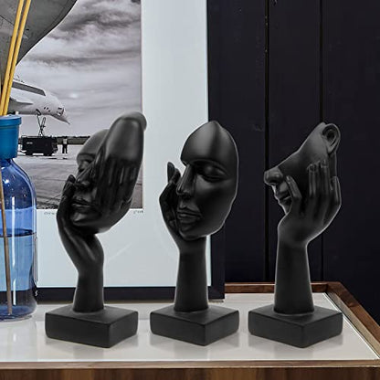 3 Pcs Thinker Statue,Modern Home Sculptures,Collectible Figurines - color: 3 Pcs Black-2
