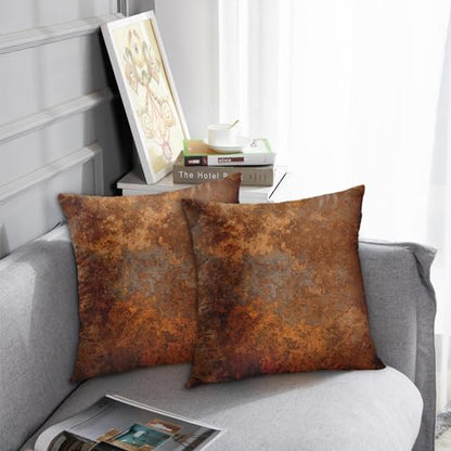 Emvency Throw Pillow Covers Set of 2, 18 x 18 Inch, Rustic Rusty Metal | Copper Brown Outdoor Decorative Square Pillow Cases Couch Cushion Case for Couch Bed Sofa Living Room Home Decor - size: 18" x 18" (Pack of 2)