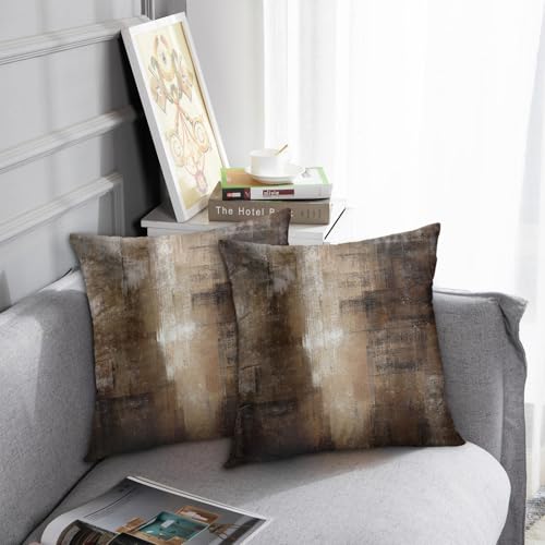 Britimes Throw Pillow Covers Set of 2, 18 x 18 Inch, Brown Grey Beige - color: Brown Grey, size: 18" x 18" (Pack of 2)