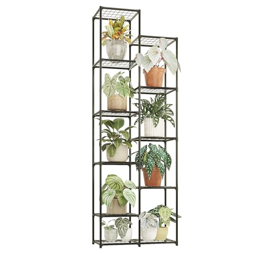 Bamworld Plant Stand Indoor Outdoor 11 Tier Tall Large Metal Plant Shelf - color: Black, size: 11 Tiers - Standard