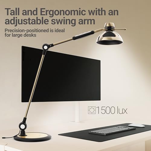 OTUS Tall LED Architect Desk Lamp for Home Office, Gesture Control, Brass - color: Brass