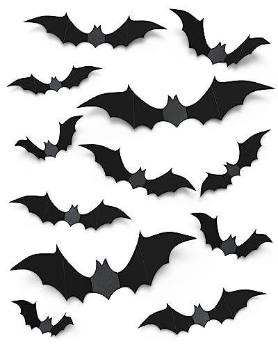 28 Pcs 3D Halloween Decorations Bats Decor,5 Sizes Bats Wall Decor Indoor - style: 28 pcs
