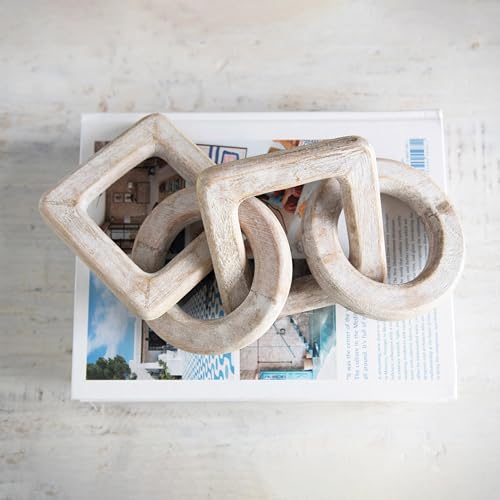 Creative Co-Op Mango Wood Chain Decor, Whitewashed