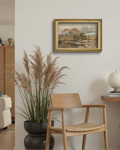 AIMAILON Sanskrit Gold Frame Autumn Tree Pattern, Retro Plant Art 12x18 - color: Golden Autumn Landscape, size: 18"L x 12"W