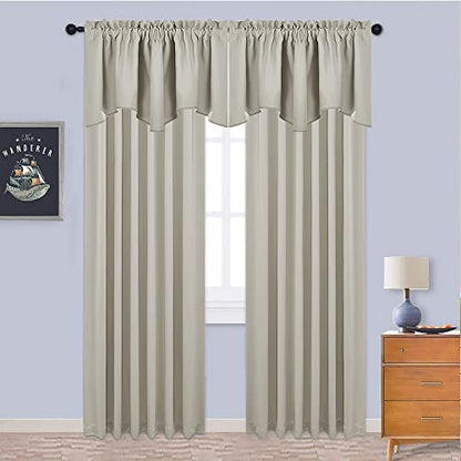 NICETOWN 2 Panels Natural Kitchen Blackout Valances for Windows, 42W x 18L - color: Natural, size: 42"W x 18"L (Pack of 2)
