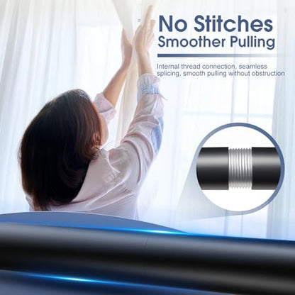 Black Curtain Rods for Windows 30 to 144 Inch(2.6-12 Feet), End Cap Style Adjustable 1 Inch Heavy Duty Outdoor/Indoor Modern Drapery Pole - size: 30"-144" 1 Pack