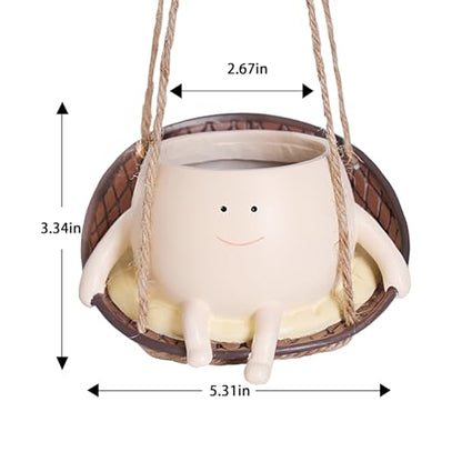 NINIPAPA Hanging Swing Chair Planter Pot Smile Face Plant Pot for Indoor Outdoor Plants Cute Head Flower Pots for Succulent String of Pearls Unique Gift on Mother's Day, Birthday, Christmas - size: Small