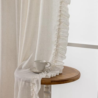 Natural Linen Curtains for Bedroom Boho Farmhouse 47 x 54 Inch, 2 Panels - color: Natural Linen, size: 47"W x 54"L (Pack of 2)