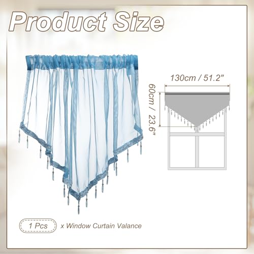 uxcell Window Valance, 51x24 Beaded Sheer Valance Curtains Sky Blue - color: Sky Blue