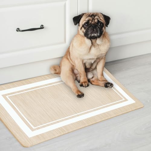 피로 방지 주방 매트 2개 세트, 베이지, 43.9cmx70.1cm(17.3x27.5인치)+43.9x119.9cm - color: 보더-베이지
