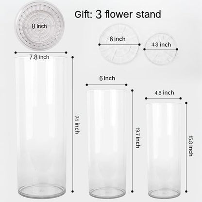 Liotww Extra Large Clear Plastic Flower Vase, Acrylic Cylinder Floor Vases - color: Xxl 3 Clear-f