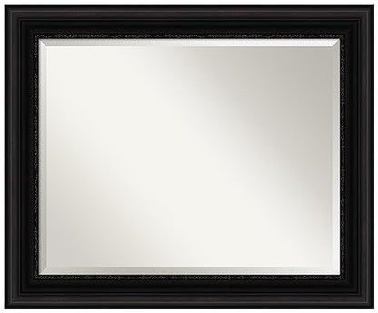 Amanti Art 오버 싱크대용 블랙 욕실 거울, 71.1 x 86.4cm(28 x 34인치) 팔러 블랙 직사각형 화장대 거울, 대형 전통 프레임, 수평 및 수직으로 걸 수 있음, 욕실 벽 장식, 경사진 가장자리 - color: 팔러 블랙, size: 34"L x 28"W