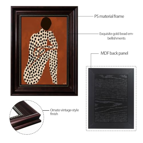 Dark Brown Framed African American Woman Canvas Wall Art 12x16 in - color: Polka Dot African Girl, size: 16"L x 12"W