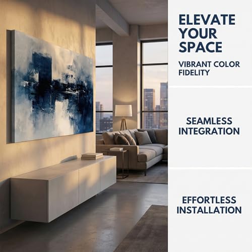 LKY ART Abstract Blue and White Canvas Wall Art, Large Painting Print - color: Light blue, size: 40"L x 20"W