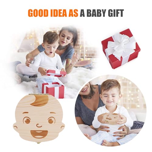 NASHRIO Baby Tooth Box Wooden Kids Keepsake Organizer Gift for Baby Teeth, Cute Children Tooth Container with Tweezers to Keep the Childwood Memory (Boy) - color: Boy
