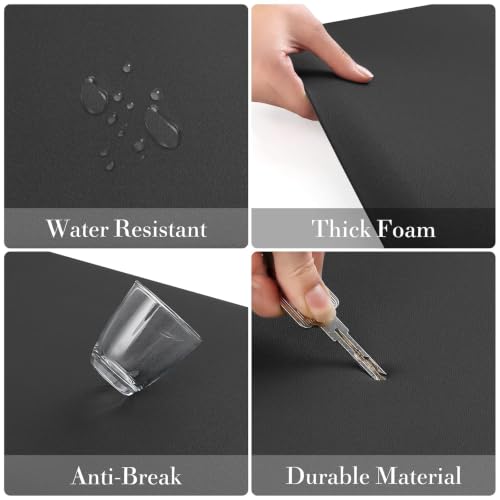 HappyTrends 2 PCS Kitchen Mat Cushioned Anti-Fatigue Floor Mat - color: Black, size: 17.3"x28"+17.3"x28"