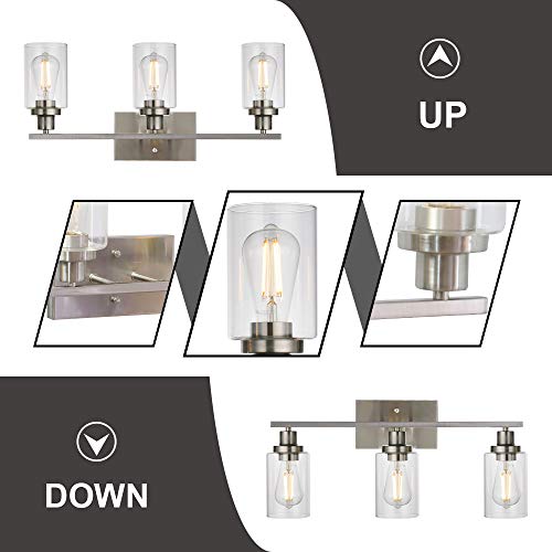 MELUCEE 3 Lights Wall Sconce Brushed Nickel Finished 20.5 Inch - color: Brushed Nickel, size: 3-Light