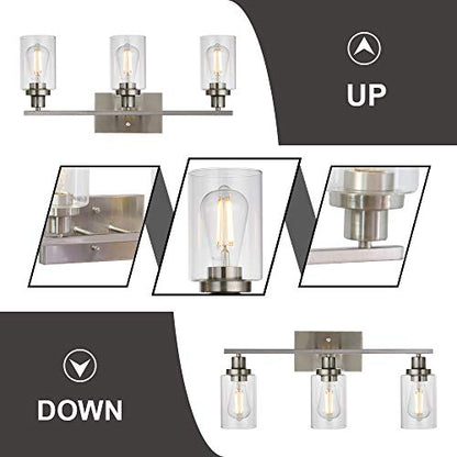 MELUCEE 3 Lights Wall Sconce Brushed Nickel Finished 20.5 Inch - color: Brushed Nickel, size: 3-Light