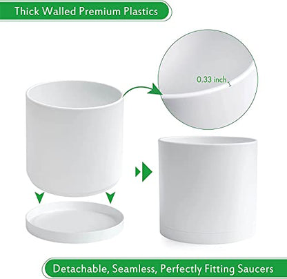 D'vine Dev Plastic Planter Pot with Saucer, 12 in, White, 74-X-A-3 - color: Matte White, size: 12"