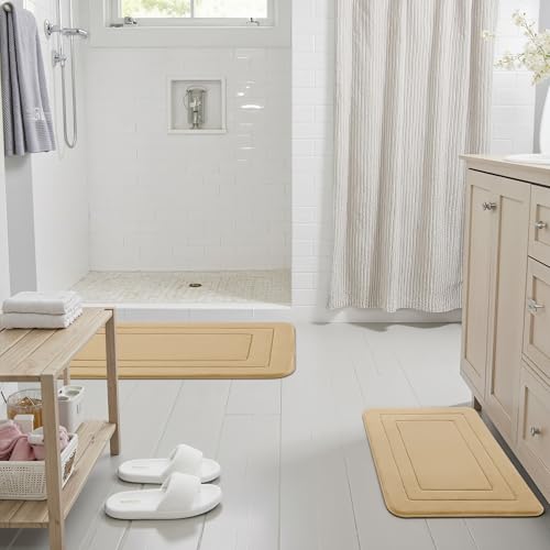 Cupic Cupid Memory Foam Bath Mat 24"×16", Non Slip Bathroom Rugs，Deep Khaki - color: Deep Khaki, size: 1'4" x 2' (16" x 24")