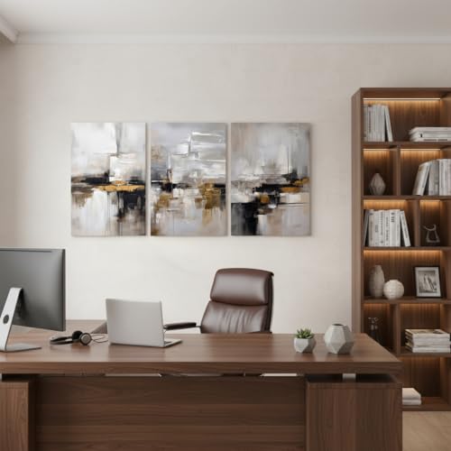 Neutral Abstract Landscape Textured Modern Wall Art for Living Room - color: abstract, size: 16L"x12W"