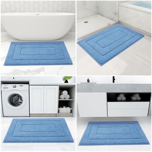 Buganda Microfiber Bathroom Rugs 70x24, Soft Shaggy Absorbent Bath Rugs - color: Blue, size: 70" X 24"