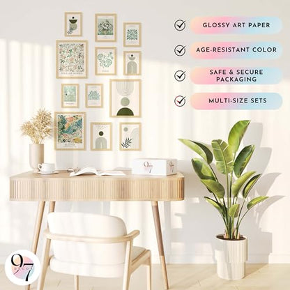 97 Decor Sage Green Wall Art, 12 Matisse Style Prints, Unframed - color: Sage Green Gx8x10
