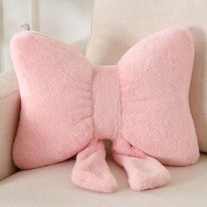 XIAIJIA Bow Pillow, Throw Pillows for Bed, Cute Pink Bow Pillows 16×13 in - color: Pink, size: 16"X 13"
