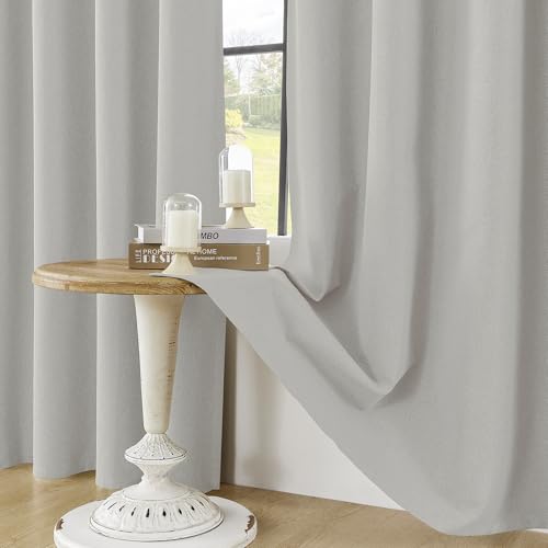 ChrisDowa Light Grey Blackout Curtains 45 Inches Long 2 Panels for Bedroom - color: Light Grey, size: 52"W x 45"L (Pack of 2)