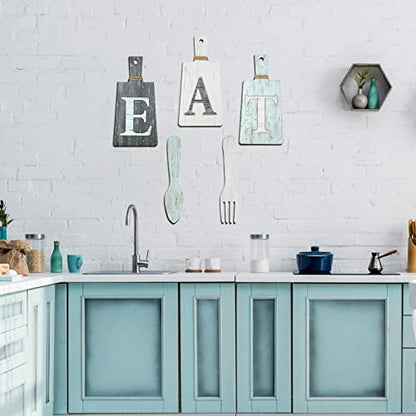 Jetec Cutting Board Eat Sign Set Wall Decor, Gray, White, Blue - color: Gray, White, Blue