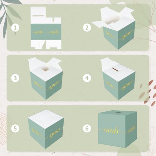 Elegant Sage Green Wedding Card Box, Gold Foil Gift Card Box for Party - color: Z01 Sage Green and Gold Foil