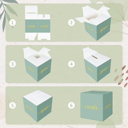 Elegant Sage Green Wedding Card Box, Gold Foil Gift Card Box for Party - color: Z01 Sage Green and Gold Foil