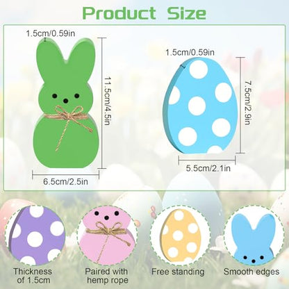 8Pcs Easter Bunny Decorations for Home - Wooden Eggs Table Decorations Signs - Spring Easter Tiered Tray Decor for Indoor Mantel Office - style: 8 PCS Bunny Eggs