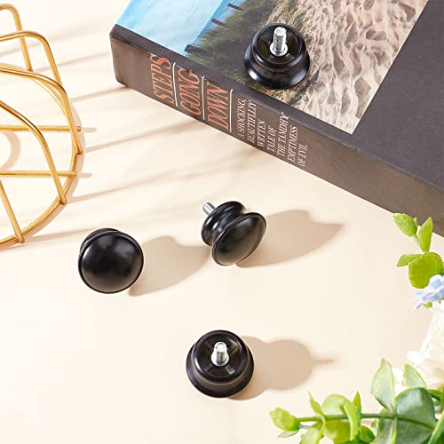 GORGECRAFT 4PCS 1x1 Black Drapery Round Curtain Rod Finials Roman Shower Curtain Rods with Screws Plastic Small Mushroom Shape Replacement Decorative Mini Head Caps for 5/8 Inch Dia Rod M5 Thread Dia