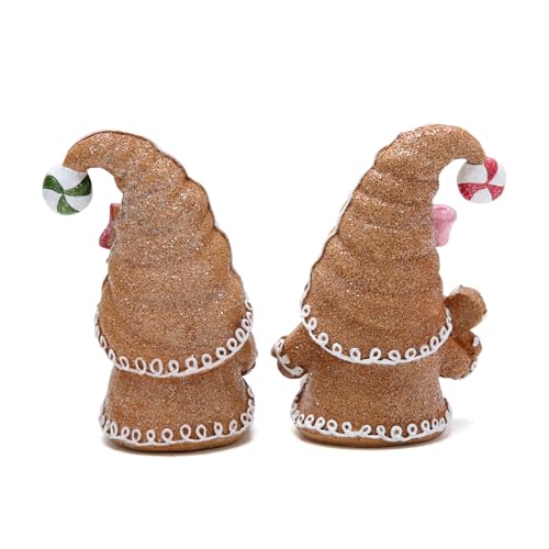 Hodao 2PCS Christmas Gingerbread Couple Gnomes, Swedish Tomte Xmas Decor - color: Brown