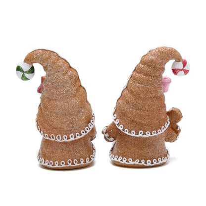 Hodao 2PCS Christmas Gingerbread Couple Gnomes, Swedish Tomte Xmas Decor - color: Brown
