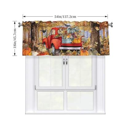 Autumn Pumpkin Curtain Valance 54x18 Inches Window Treatment Rod Pocket Valance for Kitchen Bathroom Bedroom - color: Autumn Pumpkin